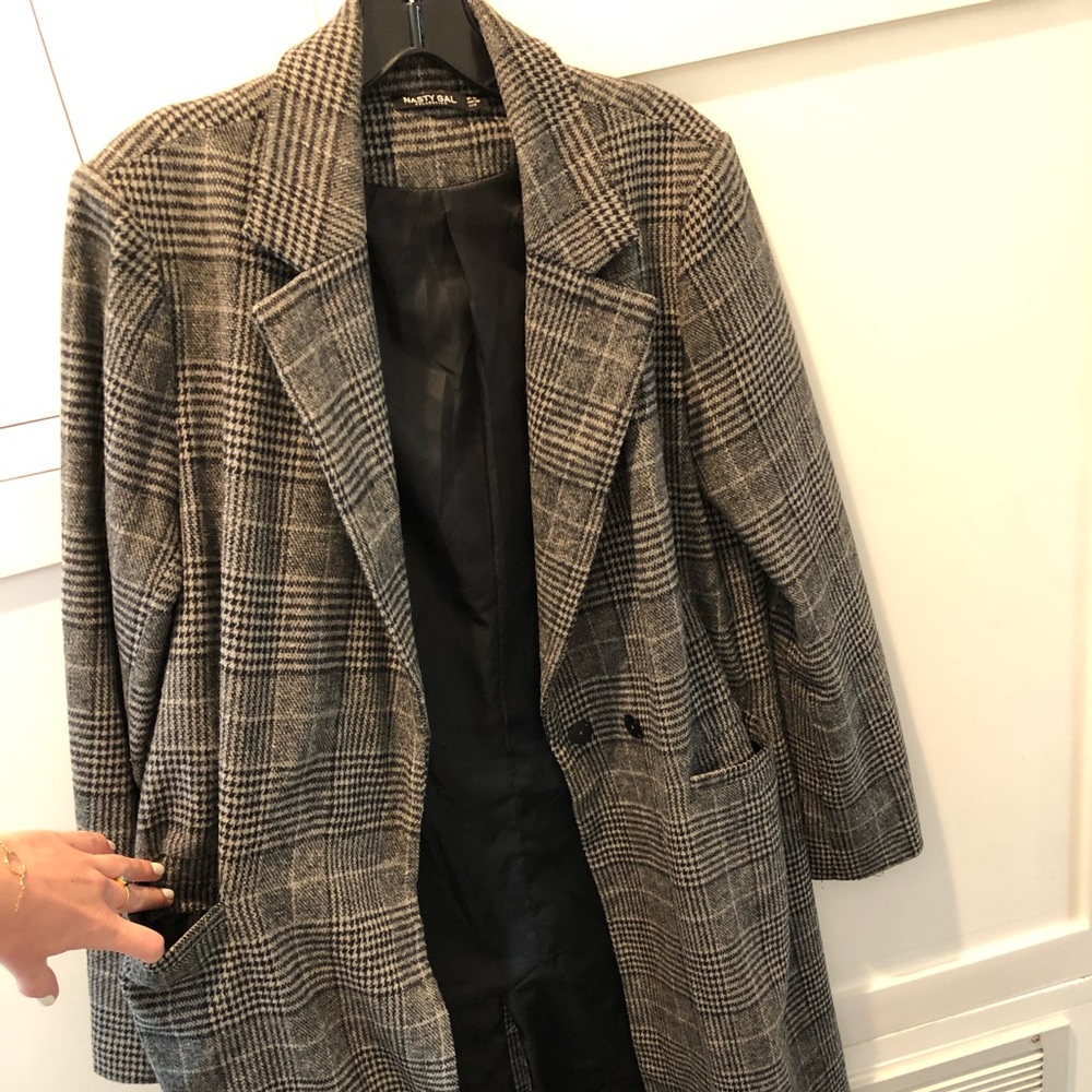 Nasty Gal women’s plaid pea coat